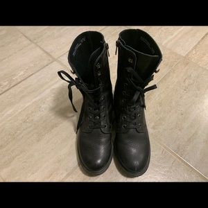 Little Burgundy Leather Combat boots